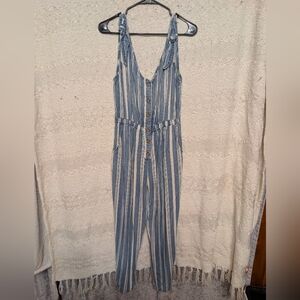 Velvet Heart Women's Blue And White Striped Jumpsuit Size Small